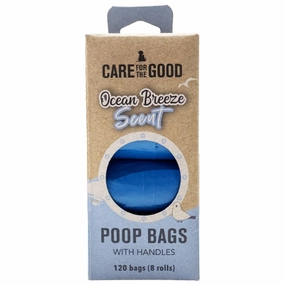 $2 OFF: Care For The Good Ocean Breeze Scented Poop Bags with Handles 120pc dog shampoo,pet wipes,dog cleaning spray