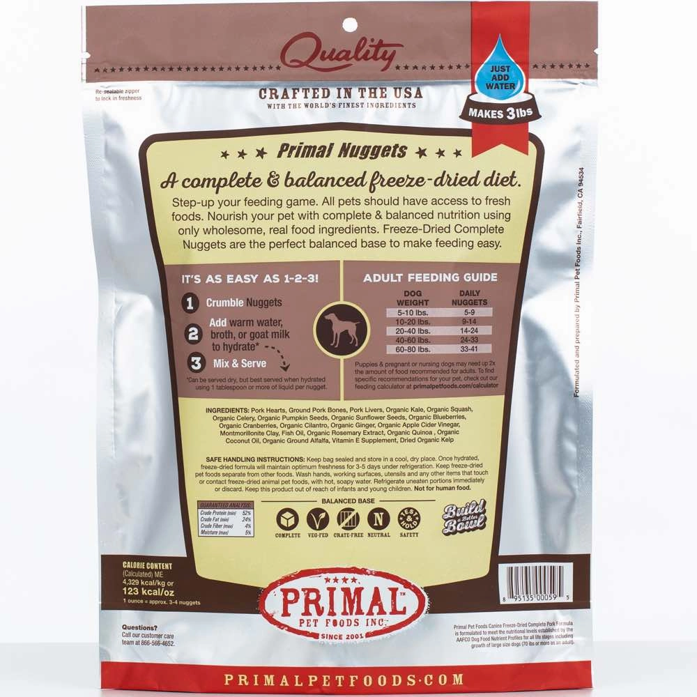 'BUNDLE DEAL': Primal Pork Formula Grain-Free Freeze-Dried Dog Food 14oz