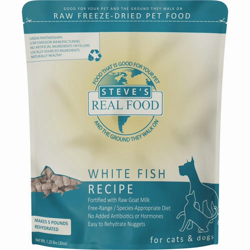 'BUNDLE DEAL FREE FD TREATS': Steve's Real Food White Fish Grain-Free Freeze-Dried Raw Food For Cats & Dogs 20oz horse supplement horse vitamins animal probiotics livestock digestive aid horse immune booster