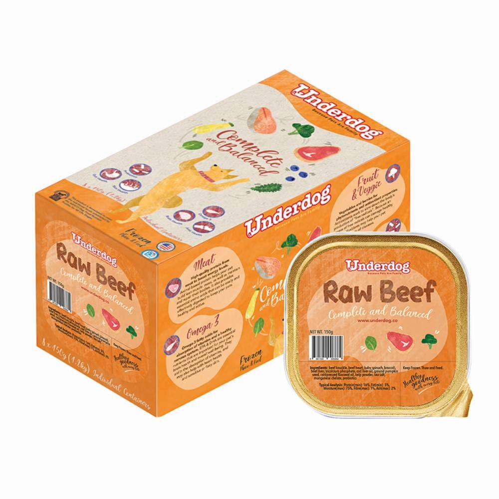 *FROZEN* Underdog Dog Raw Beef Complete and Balanced 1.2kg (150g x 8) pet clippers,dog grooming tool,fur trimmer