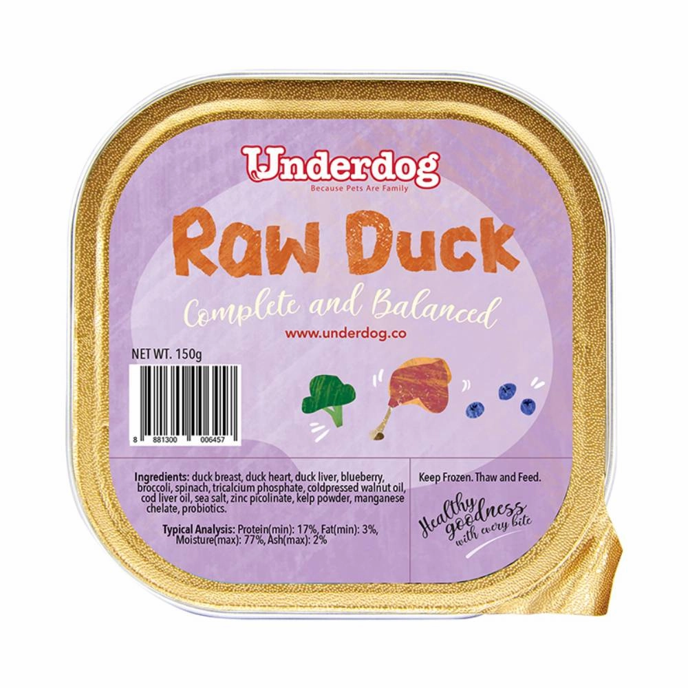 *FROZEN* Underdog Dog Raw Duck Complete and Balanced 150g pet clippers,dog grooming tool,fur trimmer