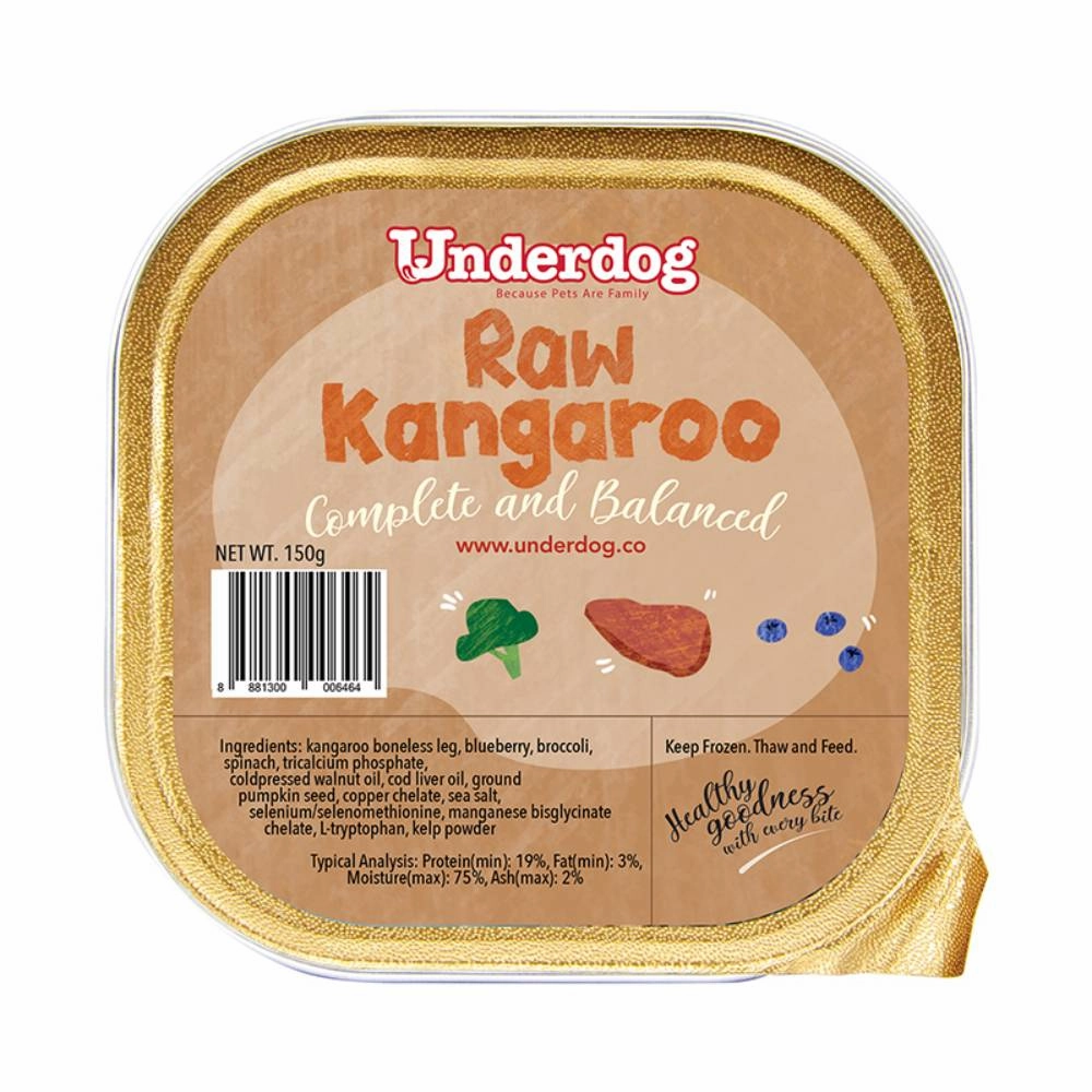 *FROZEN* Underdog Dog Raw Kangaroo Complete and Balanced 150g pet clippers,dog grooming tool,fur trimmer