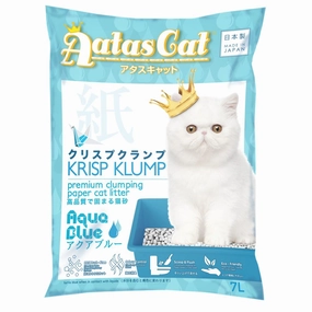 Aatas Cat Krisp Klump Paper Cat Litter Aqua Blue 7L clumping cat litter,natural cat litter,dust free cat litter
