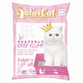 Aatas Cat Krisp Klump Paper Cat Litter Sakura 7L clumping cat litter,natural cat litter,dust free cat litter