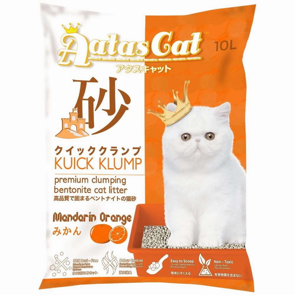 Aatas Cat Kuick Klump Bentonite Cat Litter Mandarin Orange 10L clumping cat litter,natural cat litter,dust free cat litter