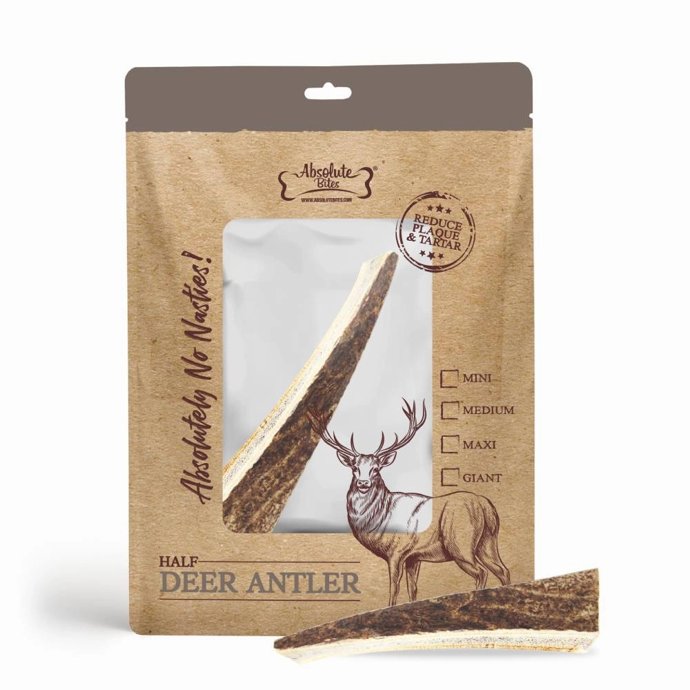 Absolute Bites Half Deer Antlers Dental Chew Maxi dental dog chews,vet approved chews,teeth cleaning treats