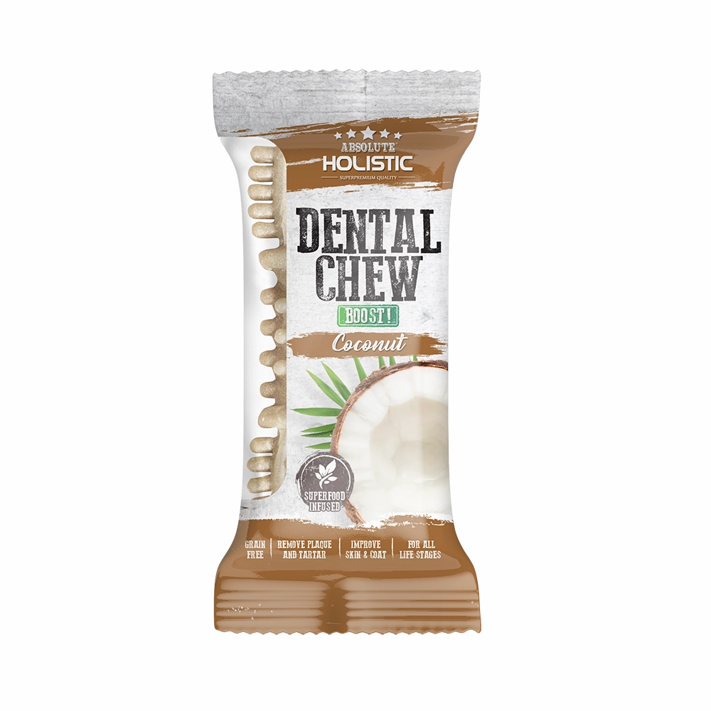 Absolute Holistic Dog Boost Dental Chew Coconut 25g (4") dental dog chews,vet approved chews,teeth cleaning treats