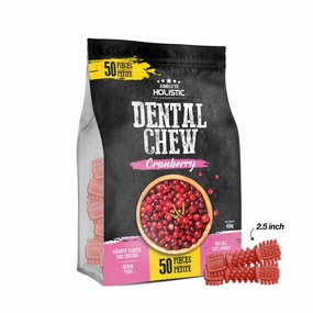 Absolute Holistic Dog Dental Chew Cranberry Petite 450g - 50pcs (2.5") dental dog chews,vet approved chews,teeth cleaning treats
