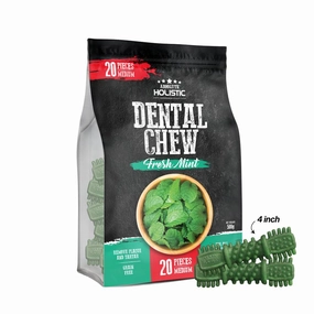 Absolute Holistic Dog Dental Chew Fresh Mint Medium 500g - 20pcs (4") dental dog chews,vet approved chews,teeth cleaning treats