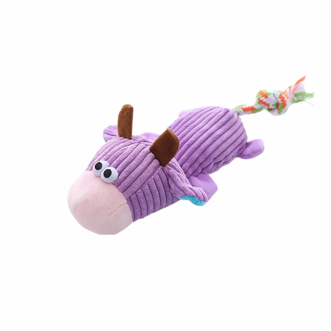 Adorable Animal Design Dog Plush Toy (Cow) - 21cm durable dog toy,rope chew toy,interactive dog toy