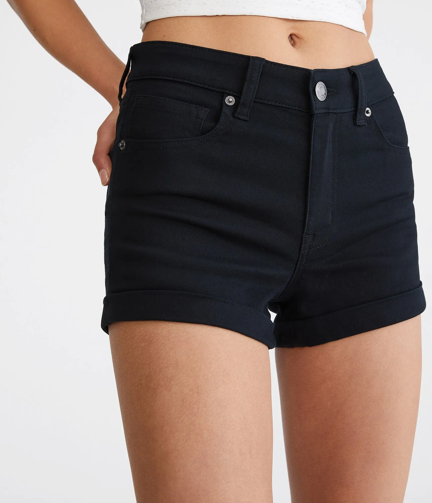 Aeropostale High-Rise Denim Midi Shorts