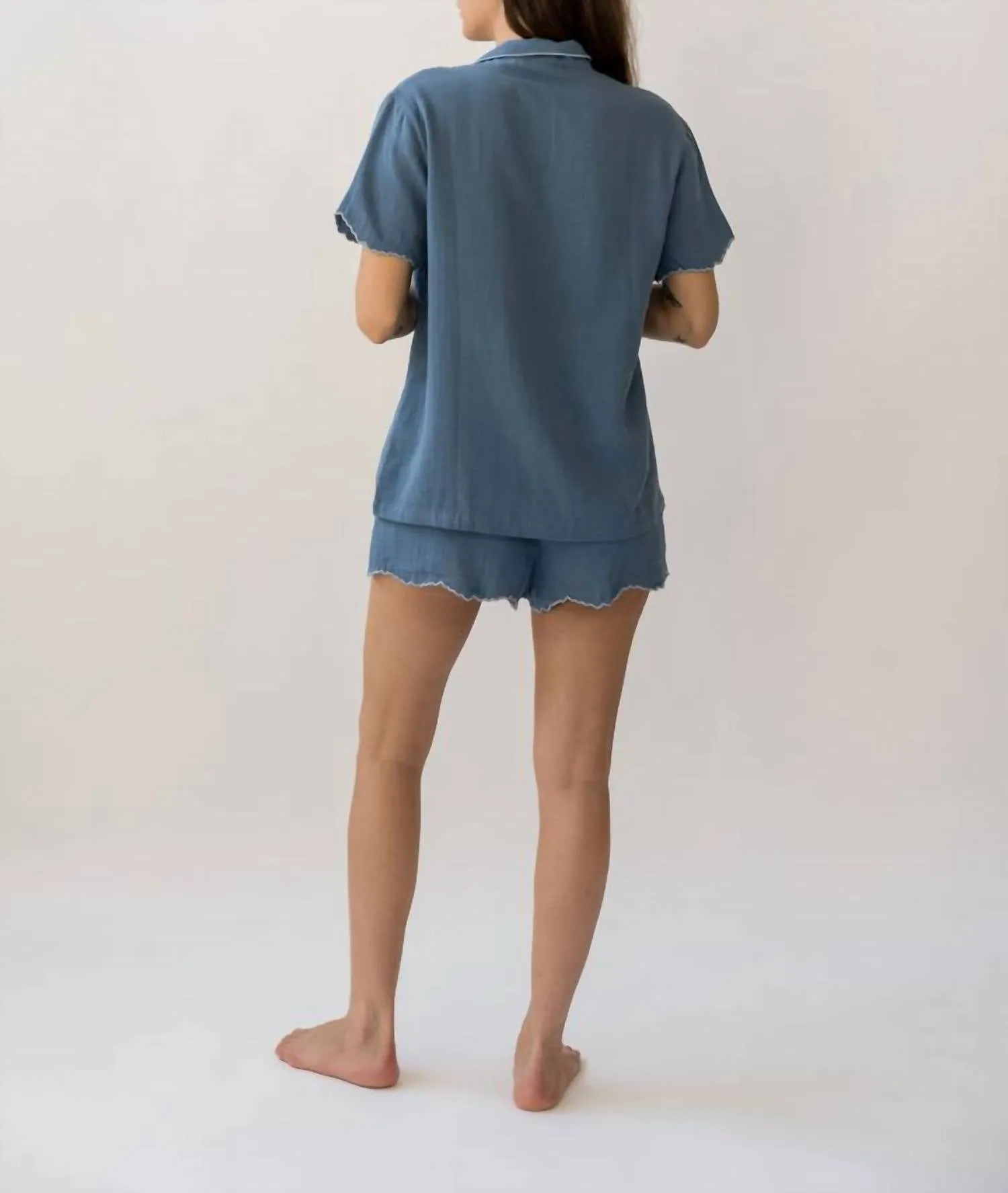Alaia Short Pajama Set In Indigo