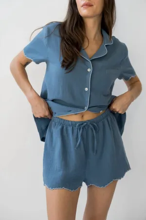 Alaia Short Pajama Set In Indigo