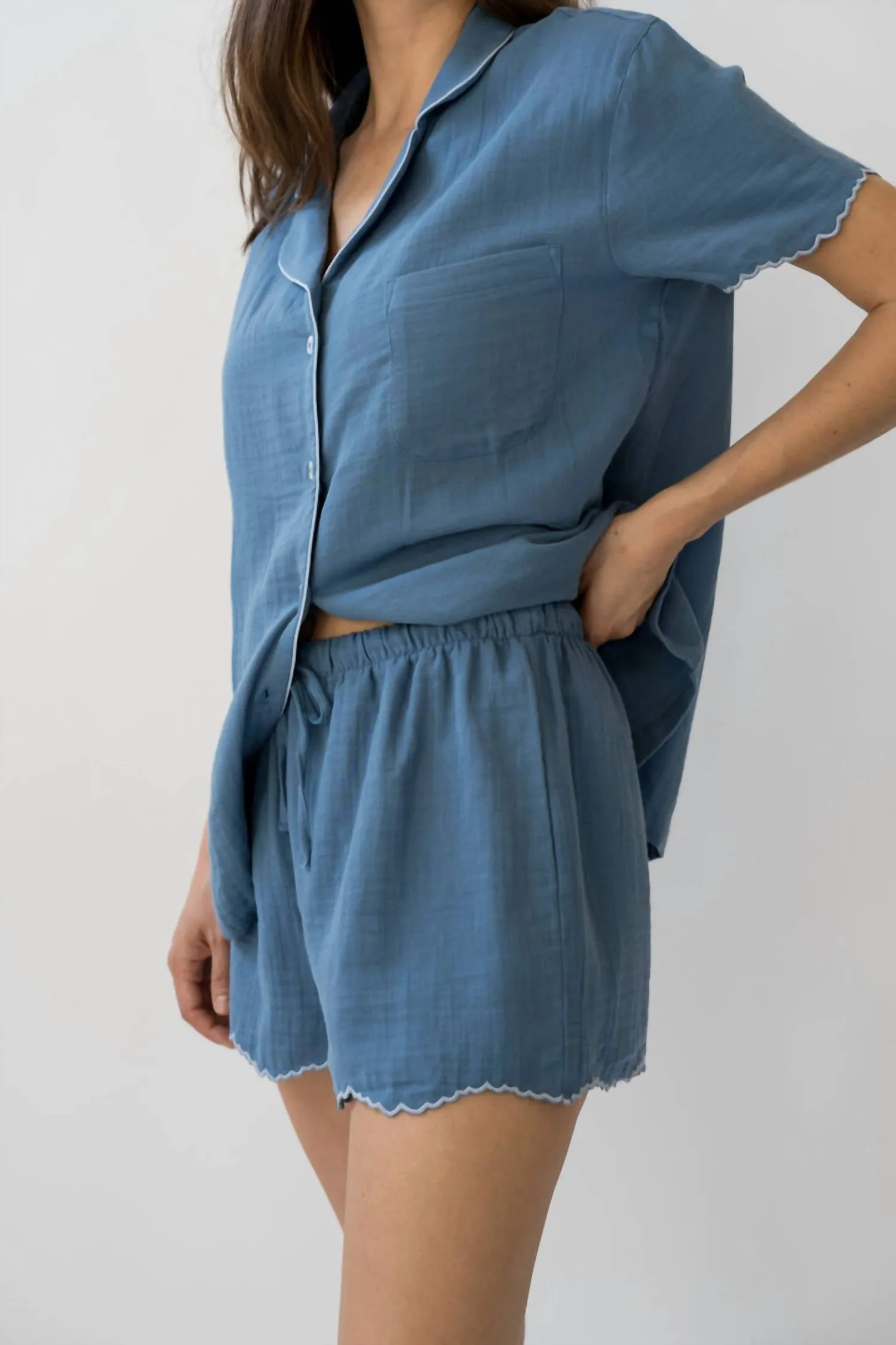 Alaia Short Pajama Set In Indigo