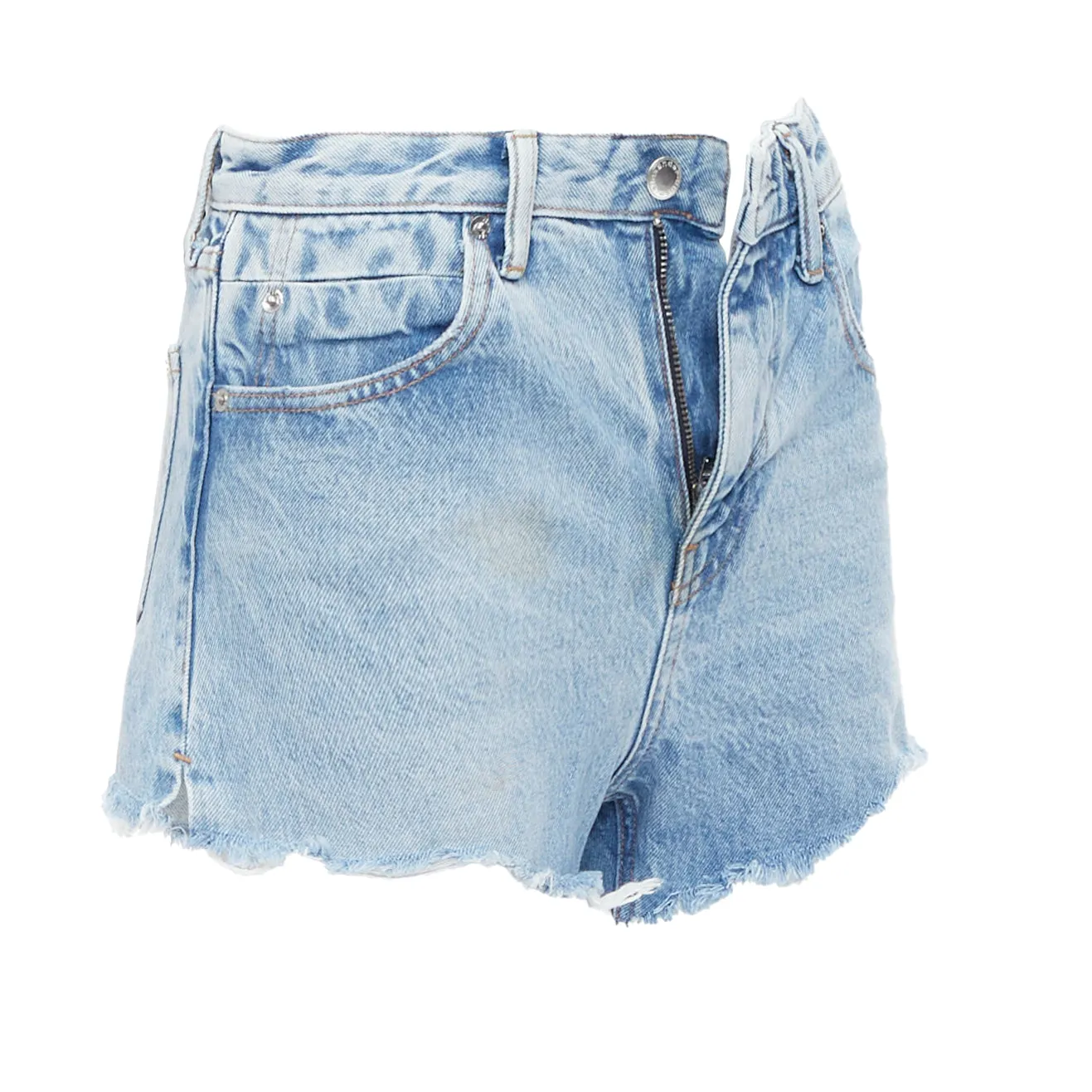 Alexander Wang Bite Zip Washed Denim Hot Pants Shorts