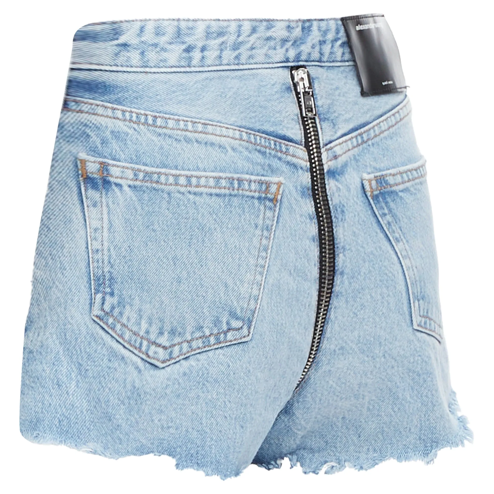 Alexander Wang Bite Zip Washed Denim Hot Pants Shorts