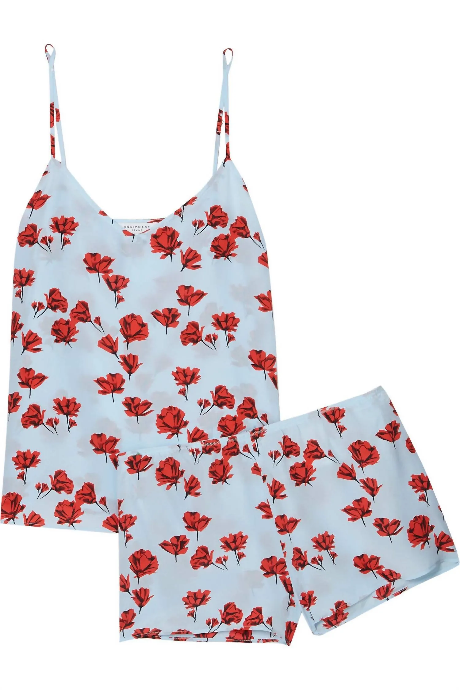 Alexy Floral Slip On Silk Pajamas Set In Multi