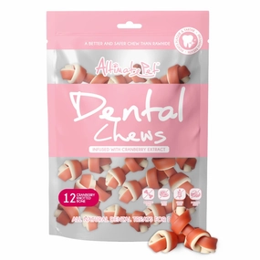 Altimate Pet Cranberry Knotted Bone Dental Dog Treats 12pc dog dental snacks,dental bones for dogs,dog oral sticks