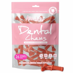 Altimate Pet Cranberry Toothbrush Mini Dental Dog Treats 26pc dog dental snacks,dental bones for dogs,dog oral sticks