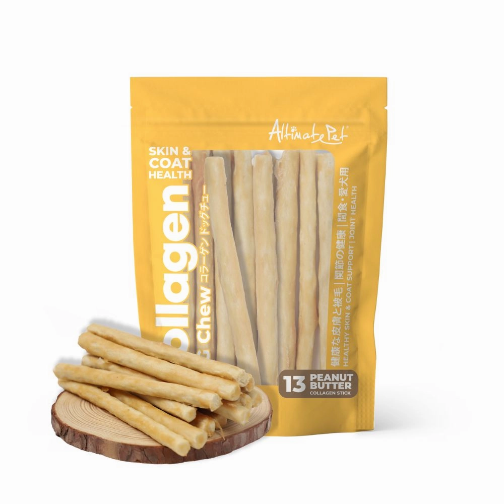 Altimate Pet Dog Collagen Chews Healthy Skin & Coat - Peanut Butter Collagen Stick 13pcs dental dog chews,vet approved chews,teeth cleaning treats