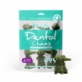 Altimate Pet Dog Dental Chews Infused with Mint & Chlorophyll - Mint Crocodile 6pcs dental dog chews,vet approved chews,teeth cleaning treats