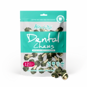 Altimate Pet Dog Dental Chews Infused with Mint & Chlorophyll - Mint Knotted Bone 12pcs dental dog chews,vet approved chews,teeth cleaning treats
