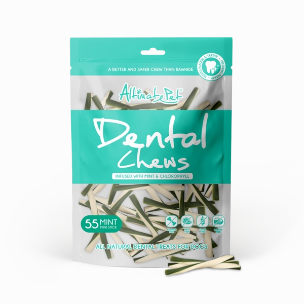 Altimate Pet Dog Dental Chews Infused with Mint & Chlorophyll - Mint Mini Stick 55pcs dental dog chews,vet approved chews,teeth cleaning treats