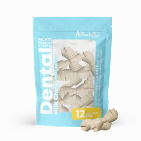 Altimate Pet Dog Dental Chews Infused with Spearmint Breath Strips - Milk Knotted Bone 12pcs dental dog chews,vet approved chews,teeth cleaning treats