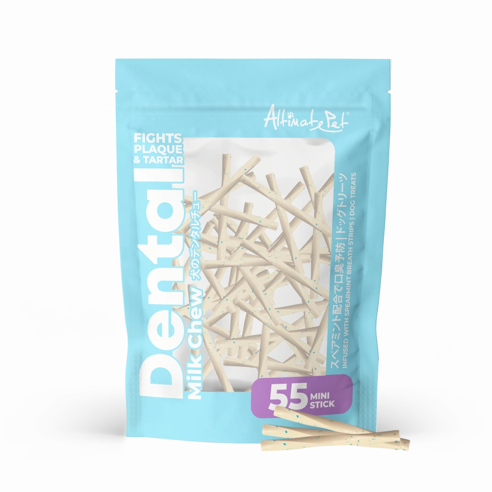 Altimate Pet Dog Dental Chews Infused with Spearmint Breath Strips - Milk Mini Stick 55pcs dental dog chews,vet approved chews,teeth cleaning treats