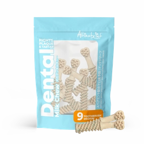 Altimate Pet Dog Dental Chews Infused with Spearmint Breath Strips - Milk Toothbrush Medium 9pcs dental dog chews,vet approved chews,teeth cleaning treats