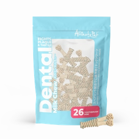 Altimate Pet Dog Dental Chews Infused with Spearmint Breath Strips - Milk Toothbrush Mini 26pcs dental dog chews,vet approved chews,teeth cleaning treats