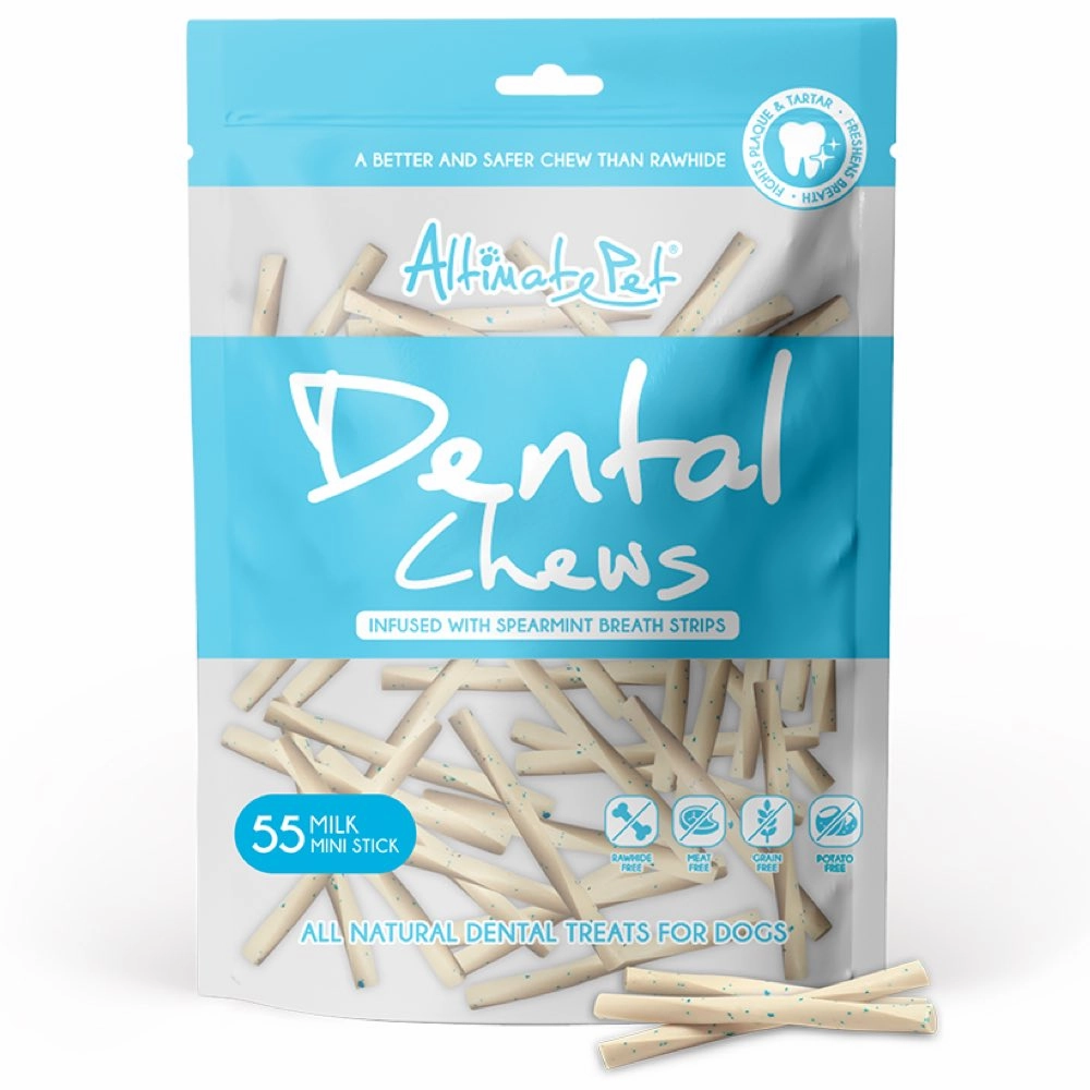 Altimate Pet Milk & Spearmint Mini Stick Dental Dog Treats 55pc dog dental snacks,dental bones for dogs,dog oral sticks