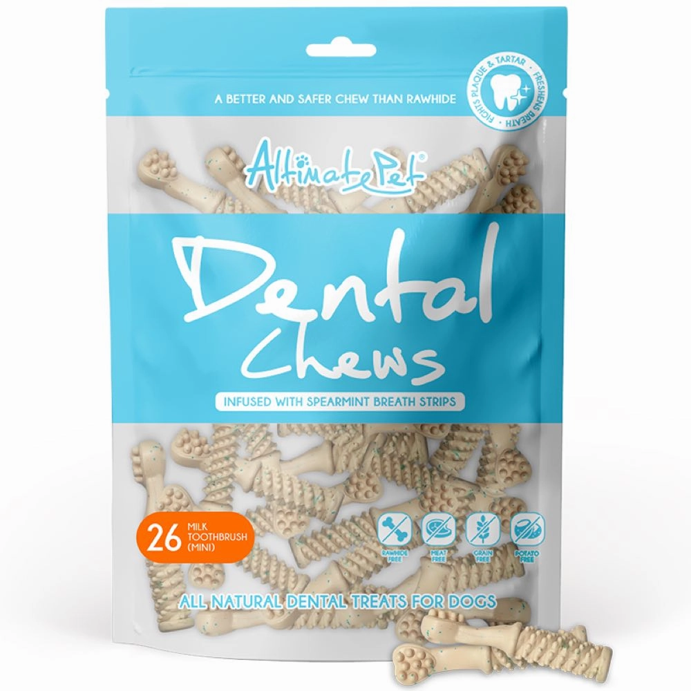 Altimate Pet Milk & Spearmint Toothbrush Mini Dental Dog Treats 26pc dog dental snacks,dental bones for dogs,dog oral sticks