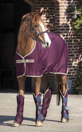 Amigo Jersey Horse Cooler, Fig with Navy & Tan Trim horse blanket,poultry bed sheet,equine sheets