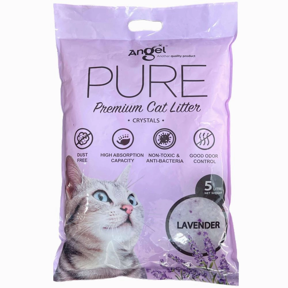 Angel Pure Premium Lavender Crystal Cat Litter 5L clumping cat litter,natural cat litter,dust free cat litter
