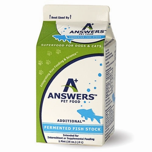 Answers Fermented Fish Stock frozen raw dog food,raw patties for dogs,raw diet dog food