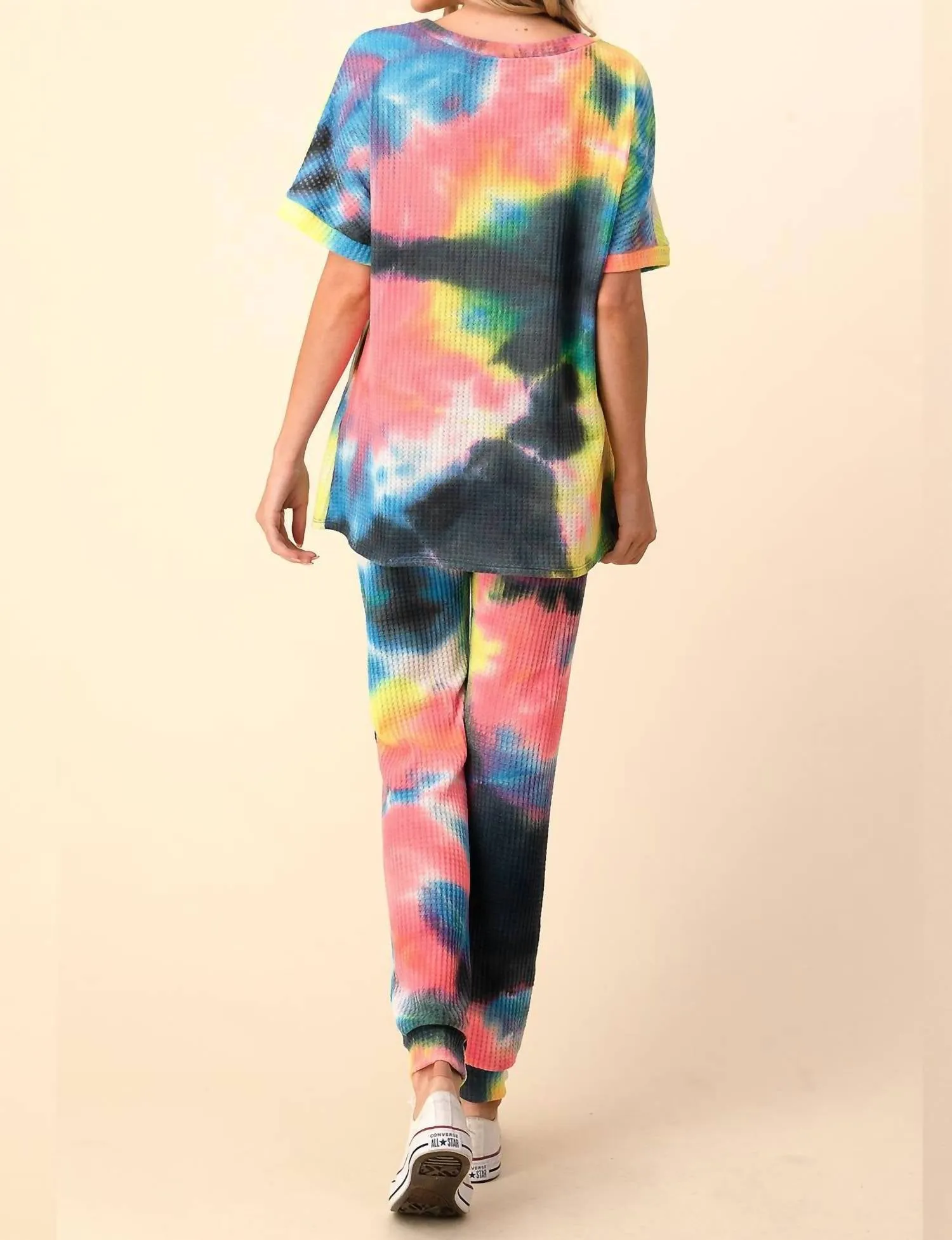 Ariella Jogger Set In Rainbow Tie Dye