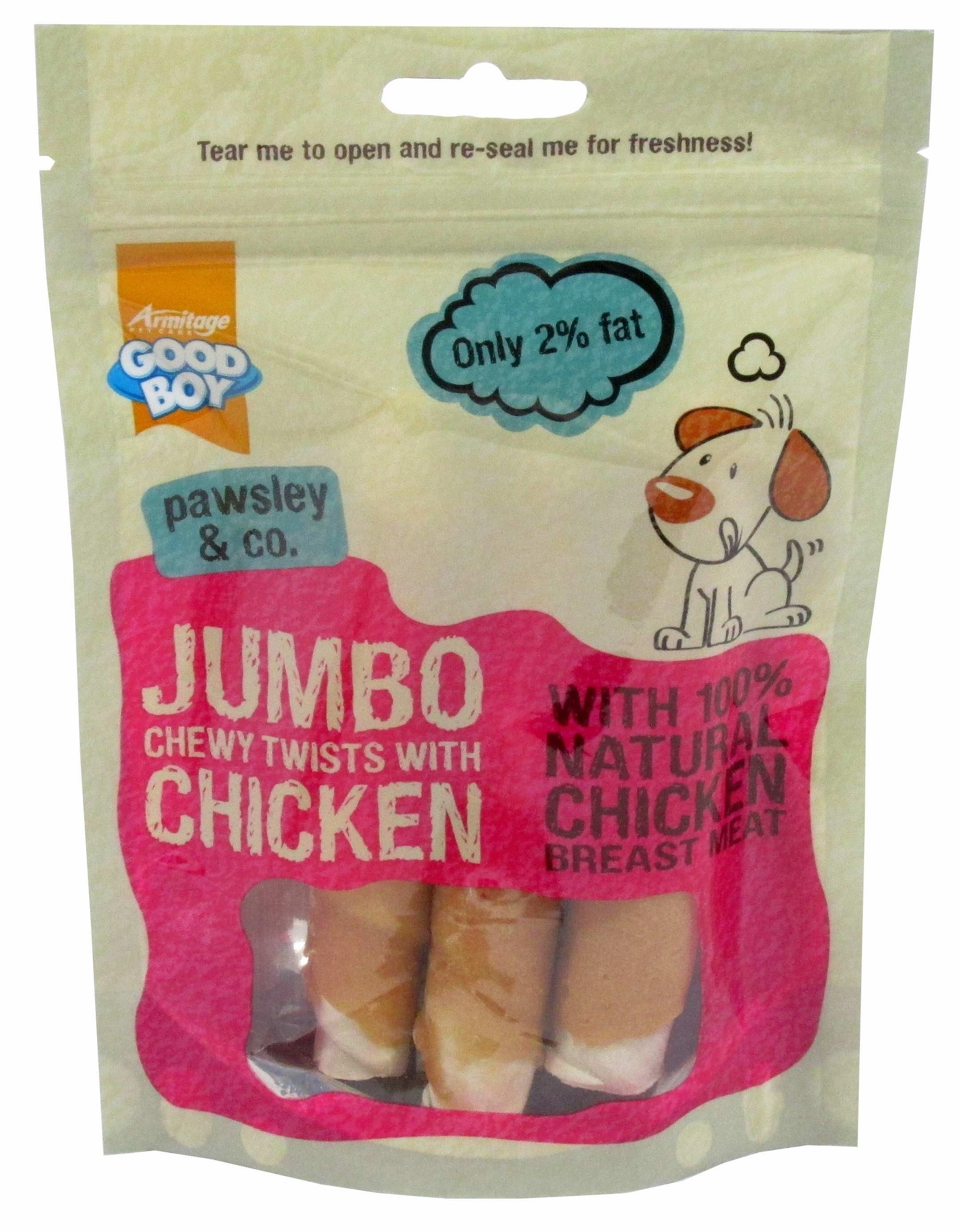 Armitage Jumbo Chicken Chewy Twists - 100G meat dog treat,healthy dog snack,jerky for dogs