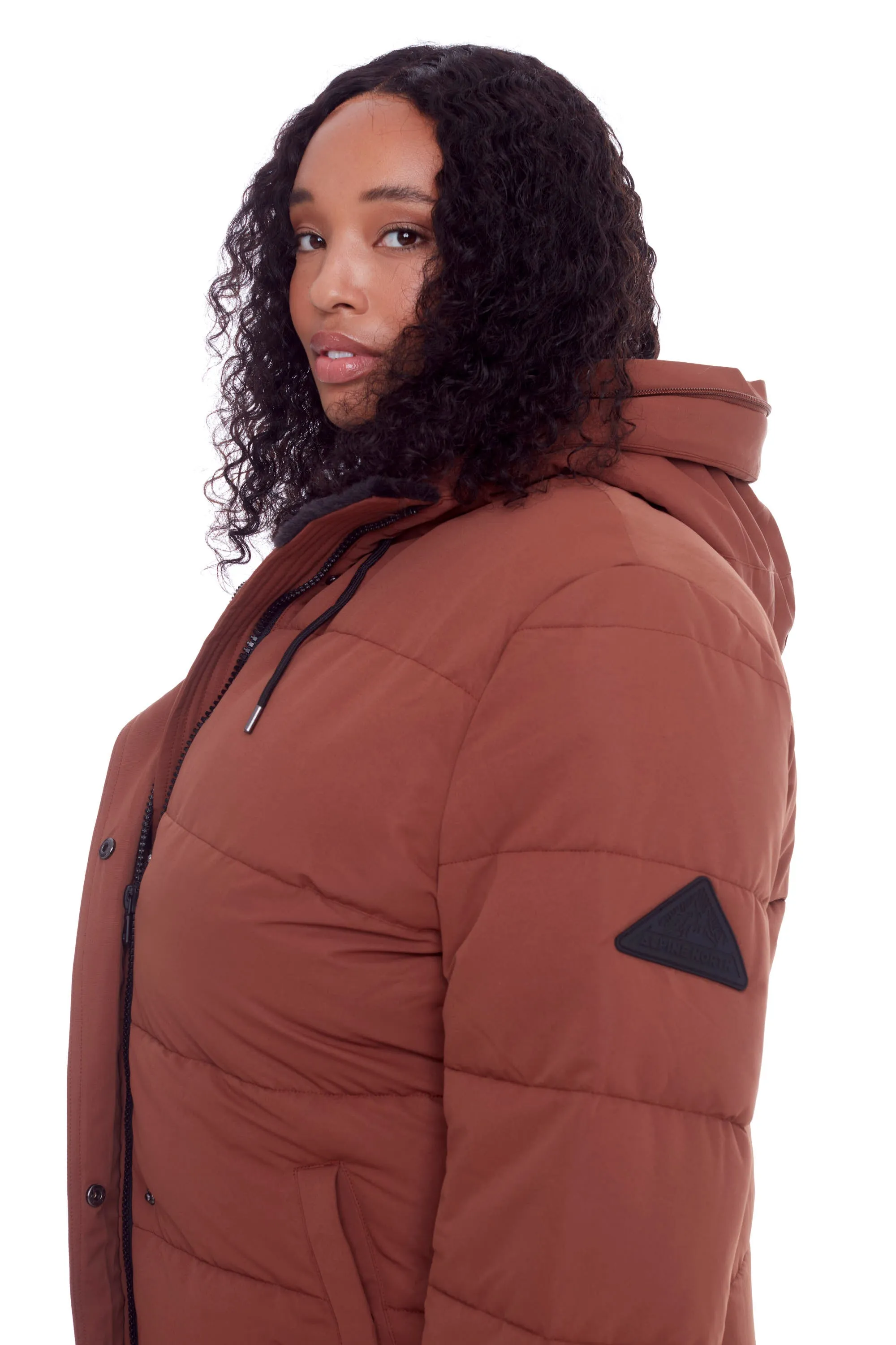 AULAVIK PLUS | WOMEN'S VEGAN DOWN (RECYCLED) MID-LENGTH HOODED PARKA COAT (PLUS SIZE)