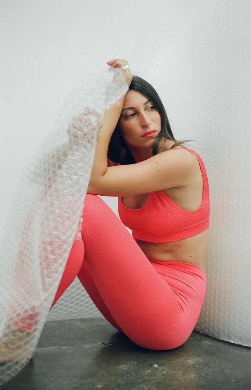 AWAKEN Ribbed Leggings | Cerise