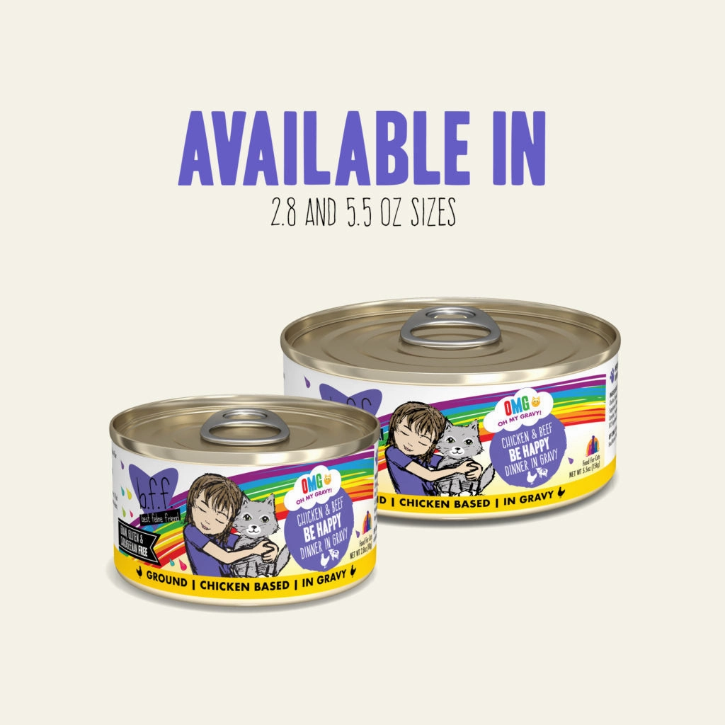 B.F.F. Wet Cat Food OMG! (Oh My Gravy!) Chicken & Beef Be Happy grain free wet cat food,senior cat wet food,cat pt