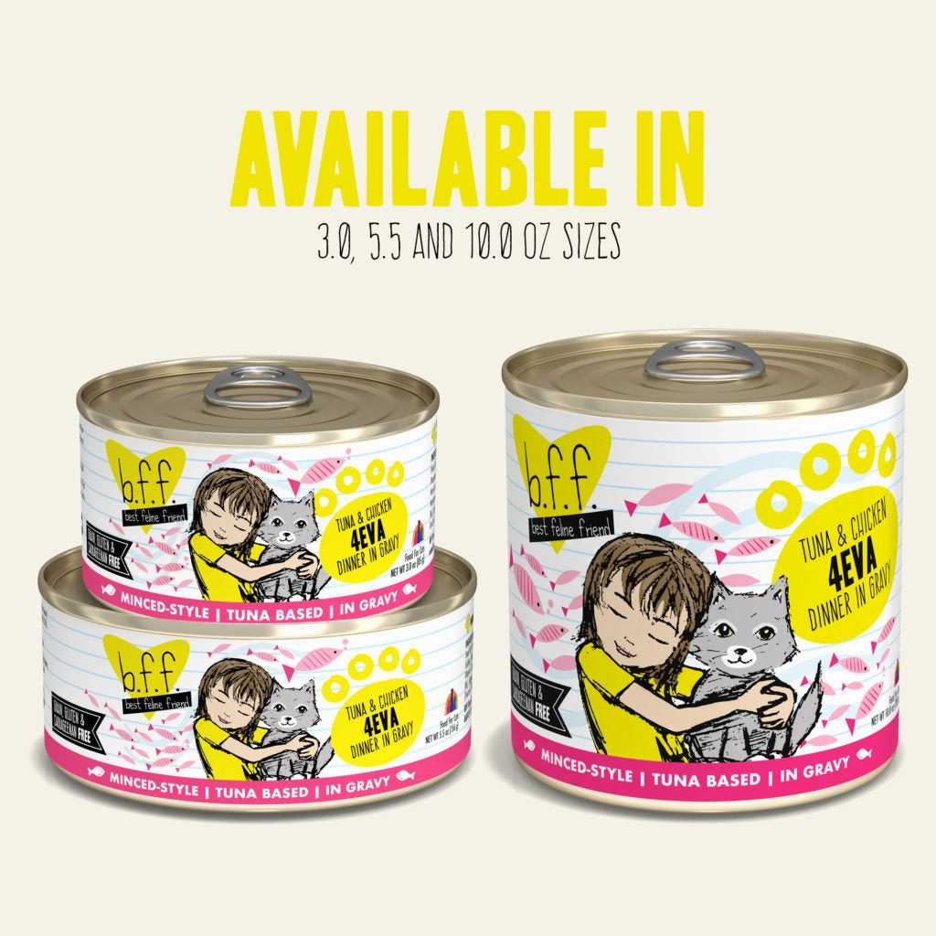 B.F.F. Wet Cat Food Originals Minced Tuna & Chicken 4Eva grain free wet cat food,senior cat wet food,cat pt