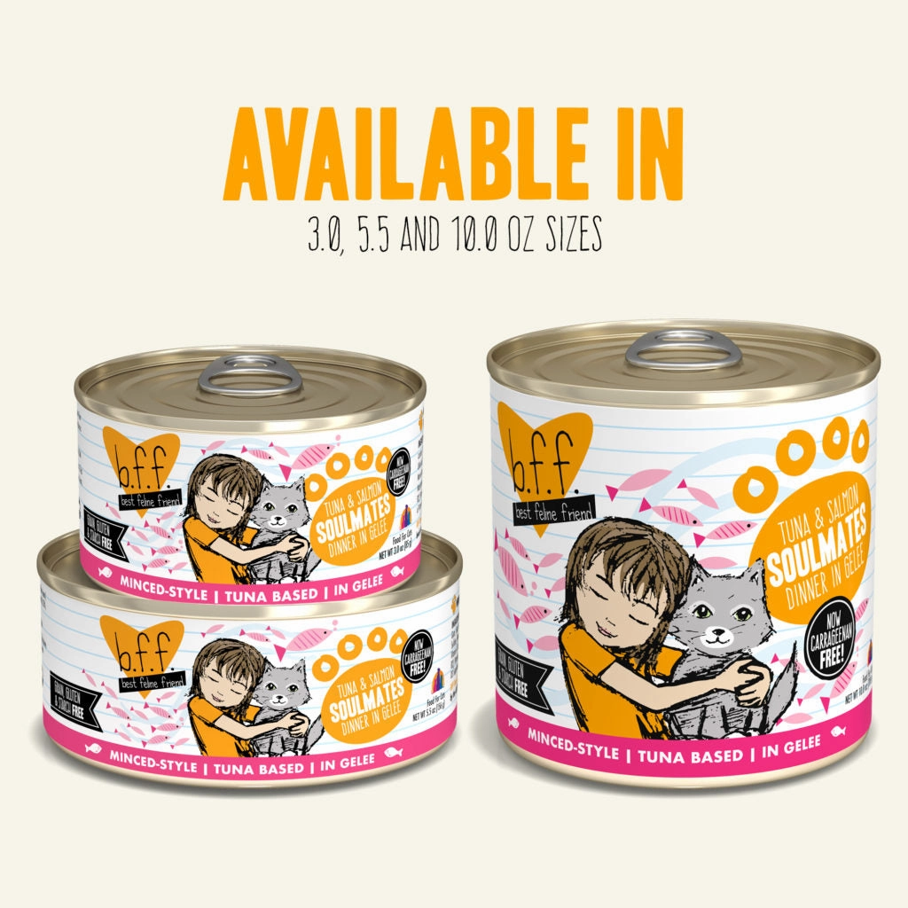 B.F.F. Wet Cat Food Originals Minced Tuna & Salmon Soulmates grain free wet cat food,senior cat wet food,cat pt