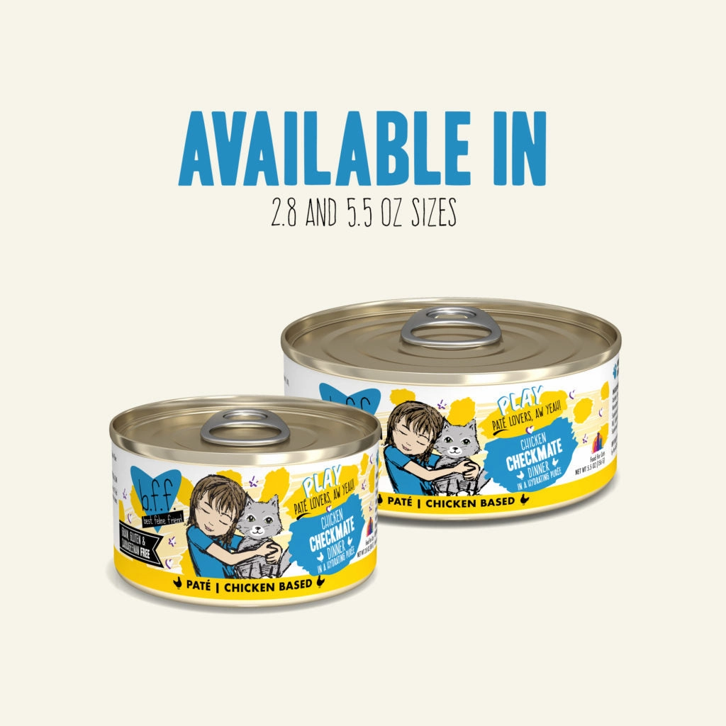 B.F.F. Wet Cat Food PLAY (Pat Lovers, Aw Yeah!) Chicken Checkmate grain free wet cat food,senior cat wet food,cat pt