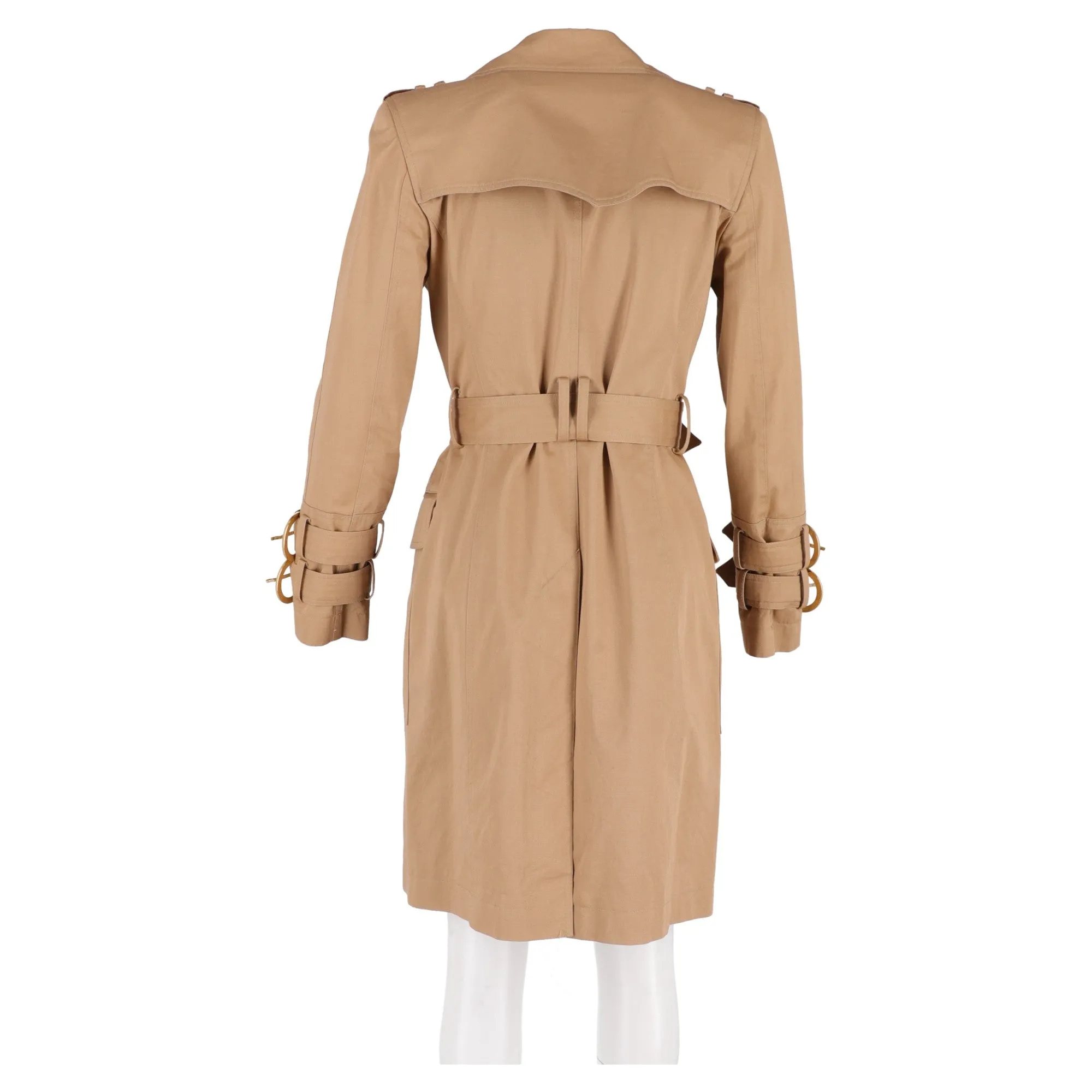 Balmain Double-Breasted Trench Coat in Beige Cotton