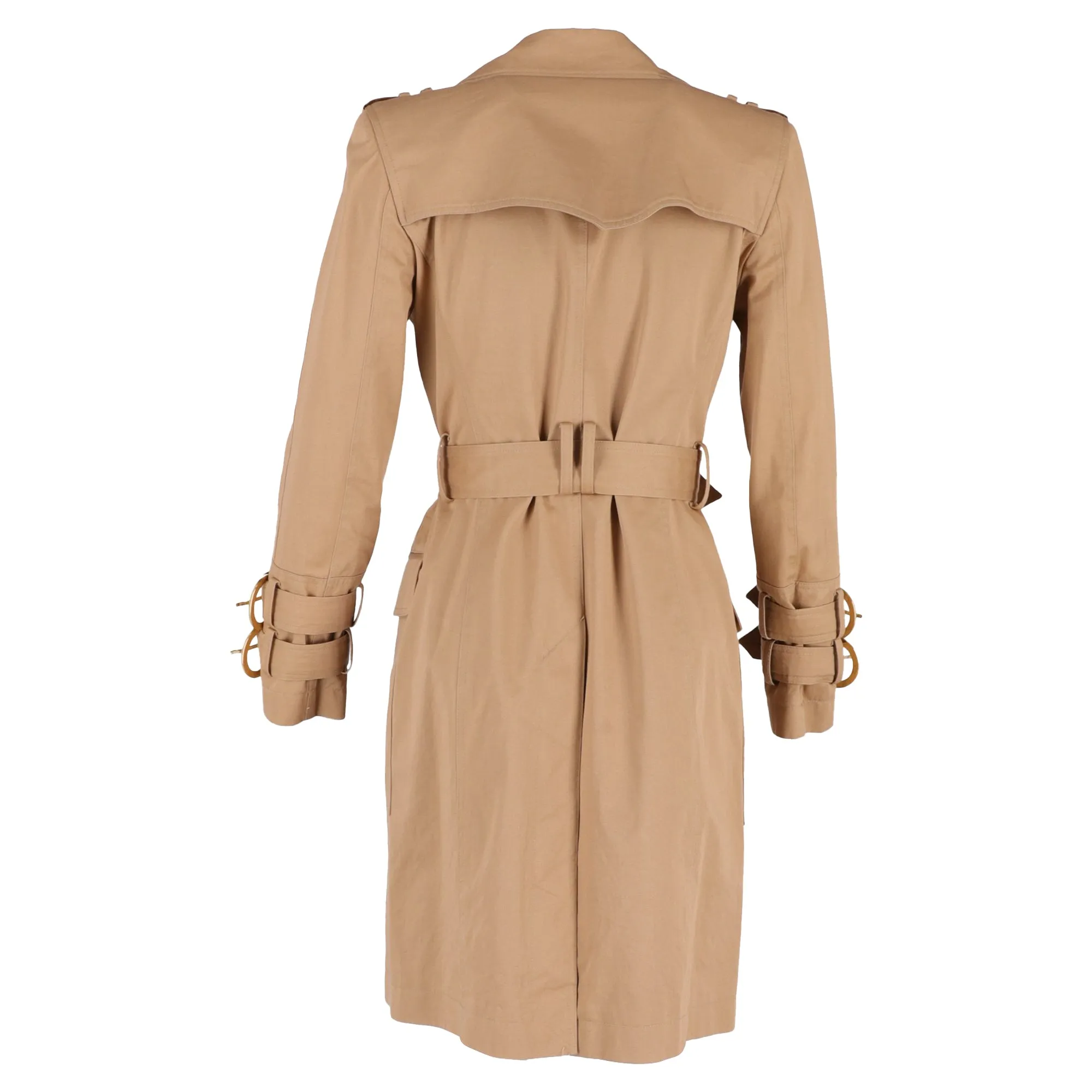 Balmain Double-Breasted Trench Coat in Beige Cotton