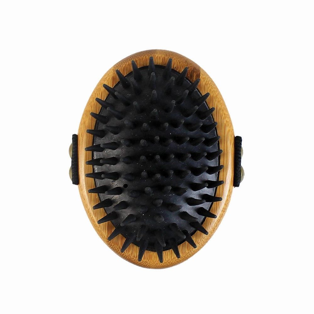 Bamboo Groom Curry Brush w/ Rubber Bristles