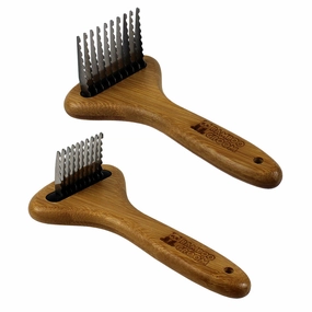 Bamboo Groom Dematting Rake w/ Stainless Steel Serrated Blades - Small/Medium horse grooming brush,horse shampoo,horse hair care