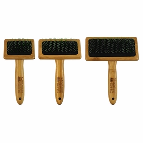 Bamboo Groom Slicker Brush w/ Stainless Steel Pins & Comfort Tips - Medium horse grooming brush,horse shampoo,horse hair care
