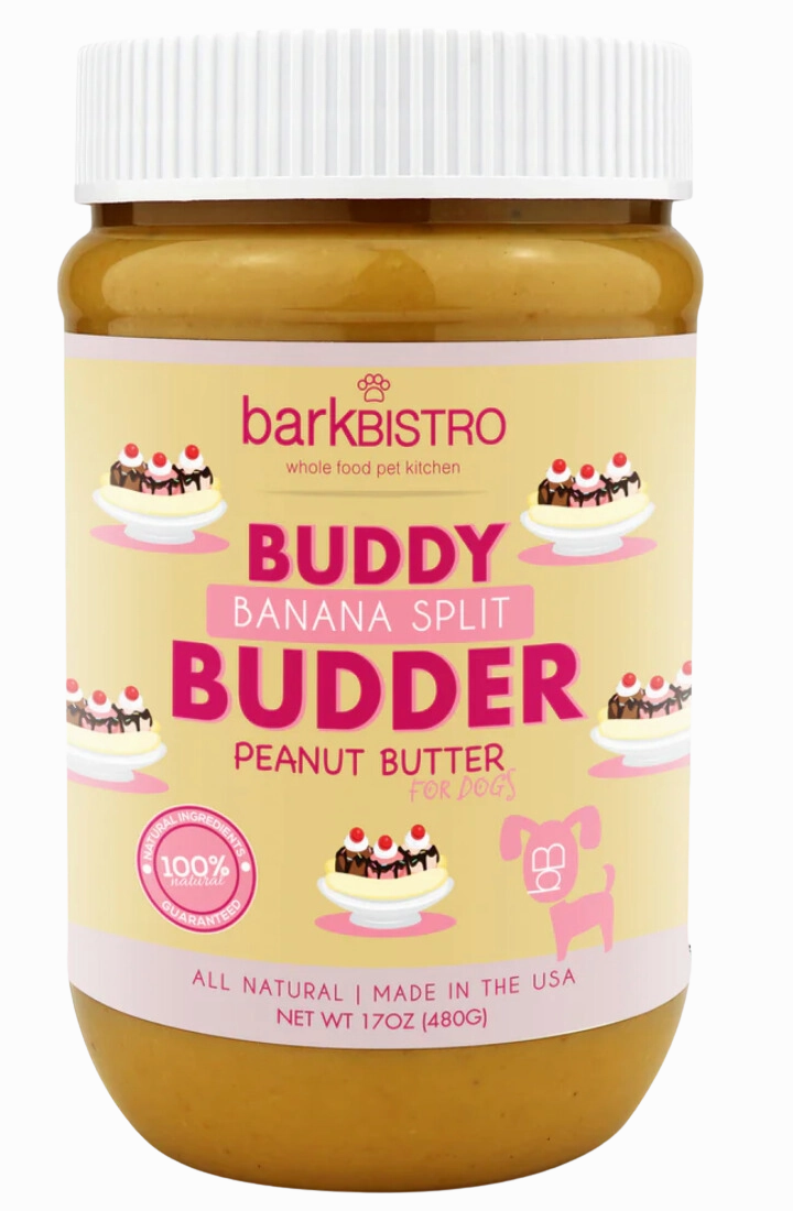 Bark Bistro Banana Split Buddy Budder 17oz Jar stainless steel bowl,metal pet feeder,steel water dish